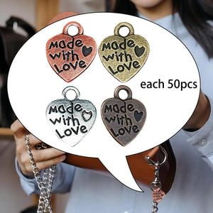 200Pcs Mini Heart Charms for DIY Jewelry Making