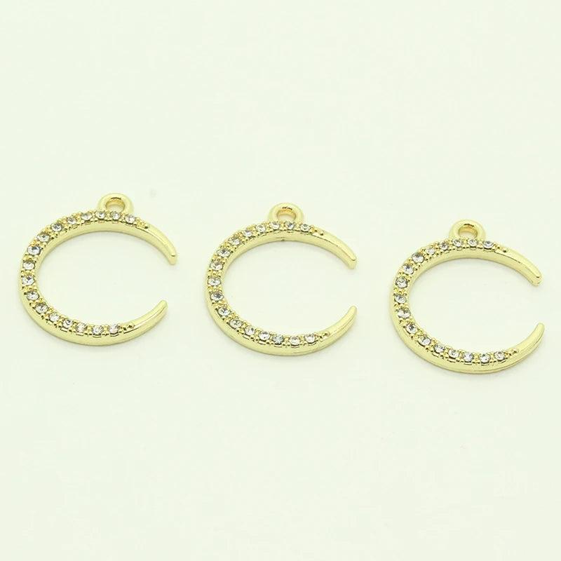 10pcs Zircon Moon Earring Charms Crescent Moon Choker Necklace Bracelet Pendants