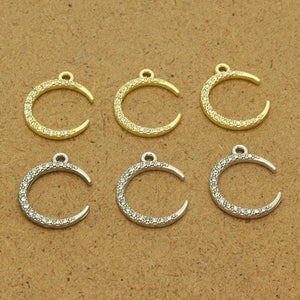 10pcs Zircon Moon Earring Charms Crescent Moon Choker Necklace Bracelet Pendants