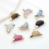 Mini Moon Natural Stone Charms 17*10mm 2pcs/lot DIY Jewelry Making