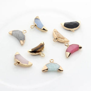 Mini Moon Natural Stone Charms 17*10mm 2pcs/lot DIY Jewelry Making