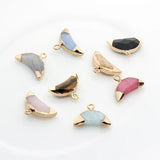 Mini Moon Natural Stone Charms 17*10mm 2pcs/lot DIY Jewelry Making