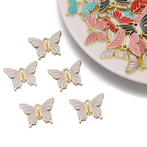 20Pcs Enamel Butterfly Pendant for Jewelry Making DIY Craft Supplies