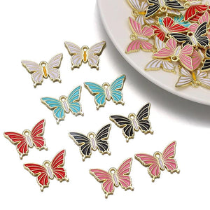 20Pcs Enamel Butterfly Pendant for Jewelry Making DIY Craft Supplies