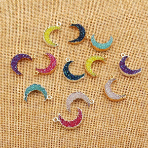 5pcs Small Moon Necklace Pendant Resin Earring Base Findings DIY Jewelry Gift