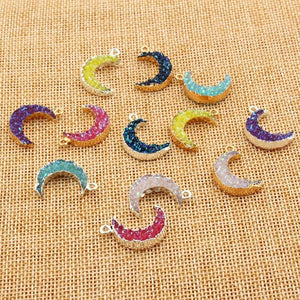5pcs Small Moon Necklace Pendant Resin Earring Base Findings DIY Jewelry Gift