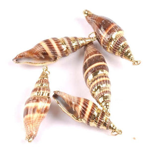 5pcs Natural Spiral Shell Charms Pendants Conch Plated Rose for jewelry making
