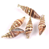 5pcs Natural Spiral Shell Charms Pendants Conch Plated Rose for jewelry making