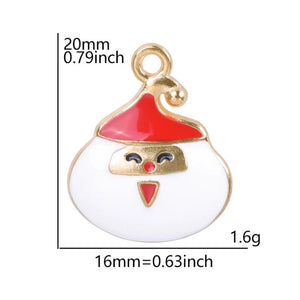 Enamel Christmas Tree Snowflake Deer Charms Xmas Tree Bell Socks Cane Pendant
