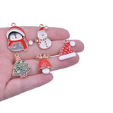 Enamel Christmas Tree Snowflake Deer Charms Xmas Tree Bell Socks Cane Pendant