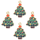 Enamel Christmas Tree Snowflake Deer Charms Xmas Tree Bell Socks Cane Pendant