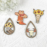 10 Sunflower OX Wooden Charms Jewelry Making DIY Pendants