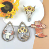 10 Sunflower OX Wooden Charms Jewelry Making DIY Pendants