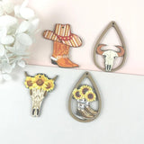 10 Sunflower OX Wooden Charms Jewelry Making DIY Pendants