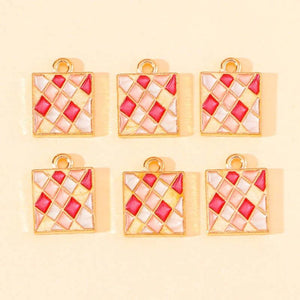 20Pcs Enamel Square Pendant Jewelry Making Alloy Accessories