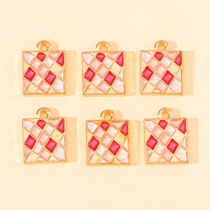 20Pcs Enamel Square Pendant Jewelry Making Alloy Accessories
