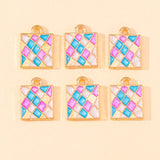 20Pcs Enamel Square Pendant Jewelry Making Alloy Accessories