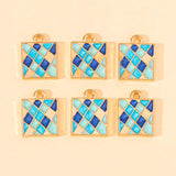 20Pcs Enamel Square Pendant Jewelry Making Alloy Accessories