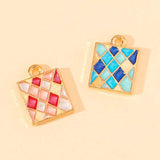 20Pcs Enamel Square Pendant Jewelry Making Alloy Accessories
