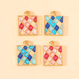 20Pcs Enamel Square Pendant Jewelry Making Alloy Accessories