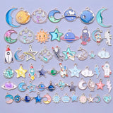 Cartoon Astronaut Spaceman Charms Moon Star Rocket Pendant