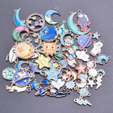 Cartoon Astronaut Spaceman Charms Moon Star Rocket Pendant