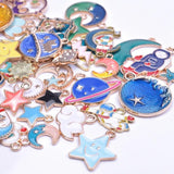 Cartoon Astronaut Spaceman Charms Moon Star Rocket Pendant