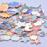Cartoon Astronaut Spaceman Charms Moon Star Rocket Pendant