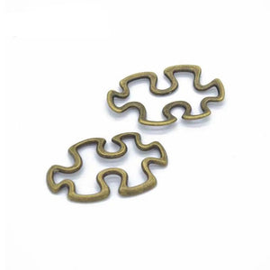 30pcs Antique Puzzle Jigsaw Charms 18x30mm DIY Bracelet Necklace Pendant