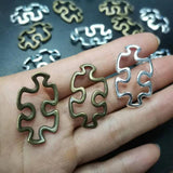 30pcs Antique Puzzle Jigsaw Charms 18x30mm DIY Bracelet Necklace Pendant
