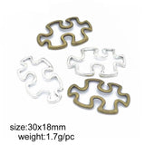 30pcs Antique Puzzle Jigsaw Charms 18x30mm DIY Bracelet Necklace Pendant