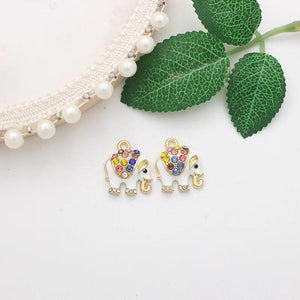 10Pcs/Lot Small Elephant Charms Enamel Pendant Bracelet Jewelry Making