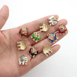 10Pcs/Lot Small Elephant Charms Enamel Pendant Bracelet Jewelry Making