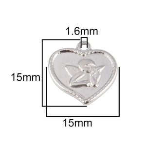 5-Pack Stainless Steel Heart Angels Pendants for DIY Jewelry Making