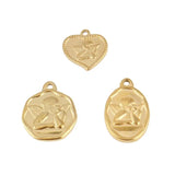 5-Pack Stainless Steel Heart Angels Pendants for DIY Jewelry Making