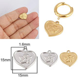 5-Pack Stainless Steel Heart Angels Pendants for DIY Jewelry Making