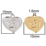 5-Pack Stainless Steel Heart Angels Pendants for DIY Jewelry Making