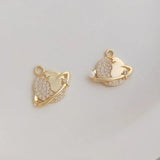 2Pcs Zircon Planet Star Charms for DIY Jewelry Making