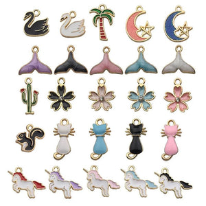 15Pcs Mix Animal Flower Enamel Charm DIY Jewelry Making Supplies