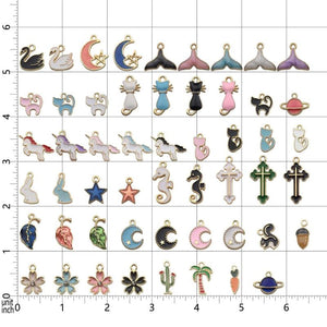 15Pcs Mix Animal Flower Enamel Charm DIY Jewelry Making Supplies