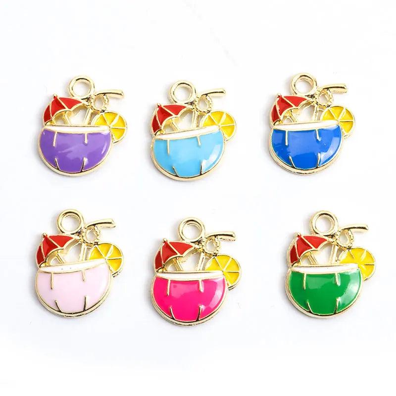 20pcs Coconut Drinks Charms for DIY Jewelry Making 15x13mm