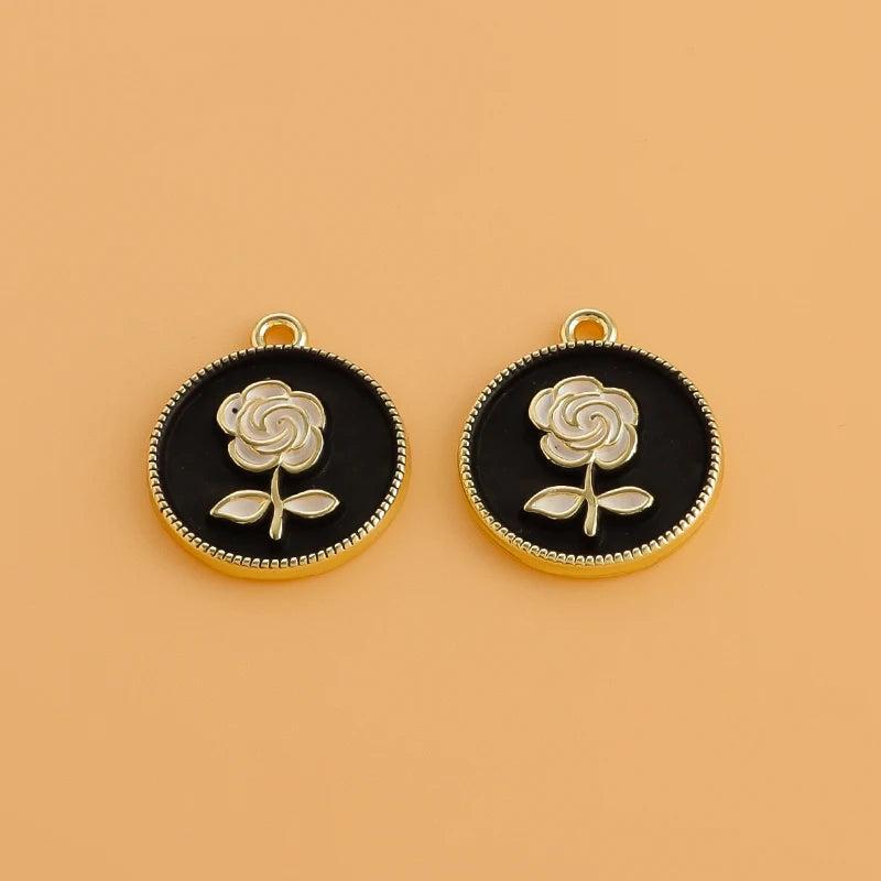 5pcs Rose Flower Charms for DIY Jewelry Making