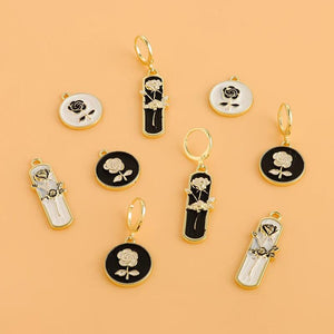 5pcs Rose Flower Charms for DIY Jewelry Making