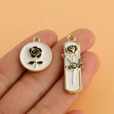 5pcs Rose Flower Charms for DIY Jewelry Making