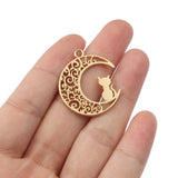 10pcs Filigree Moon Cat Pendant Charms for DIY Jewelry Making