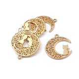 10pcs Filigree Moon Cat Pendant Charms for DIY Jewelry Making