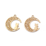 10pcs Filigree Moon Cat Pendant Charms for DIY Jewelry Making
