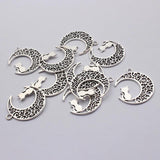 10pcs Filigree Moon Cat Pendant Charms for DIY Jewelry Making
