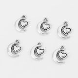 20Pcs Antique Sliver Moon Heart Charms DIY Necklace Bracelets Jewelry Findings