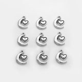 20Pcs Antique Sliver Moon Heart Charms DIY Necklace Bracelets Jewelry Findings